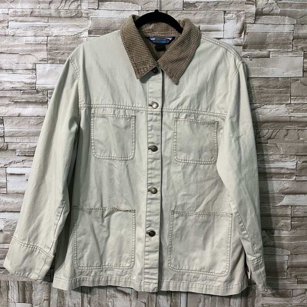 SHAVER LAKE VTG BUTTON FRONT DENIM JACKET WOMENS SIZE XL CORDUROY COLLAR POCKETS